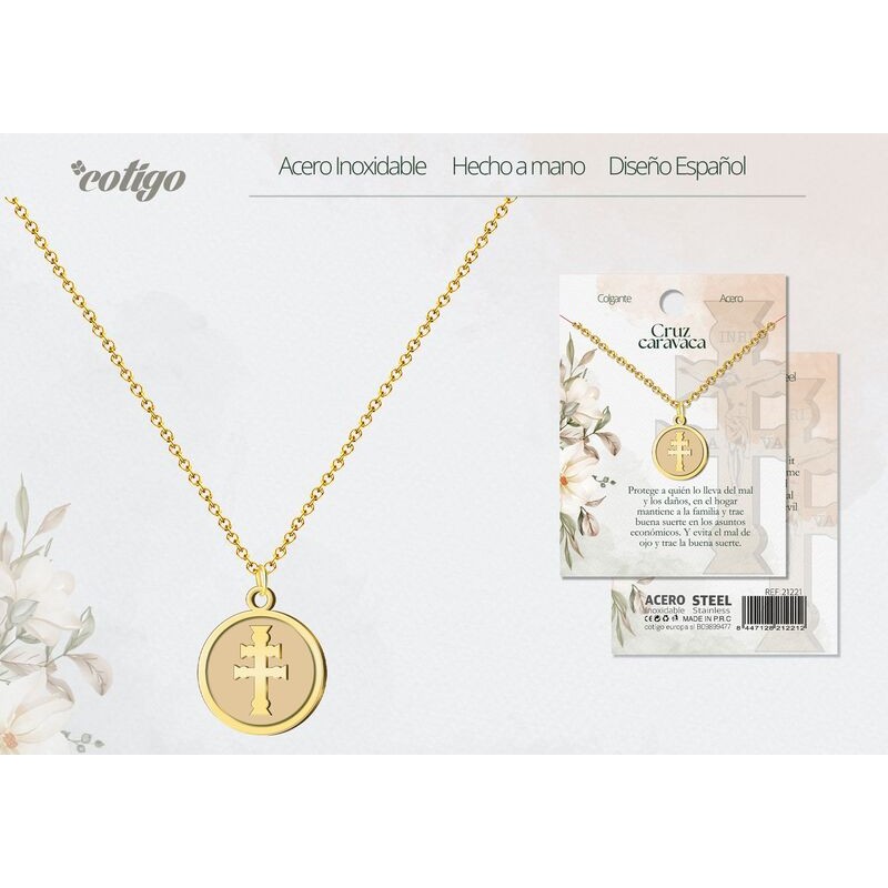 Colgante Cruz Caravaca Acero Dorado - Coleccion Provincias (Murcia)